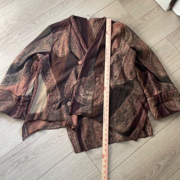 Baba One-Size Women's Vintage Lagenlook Button-Up Cardigan Jacket - Picture 2 of 8